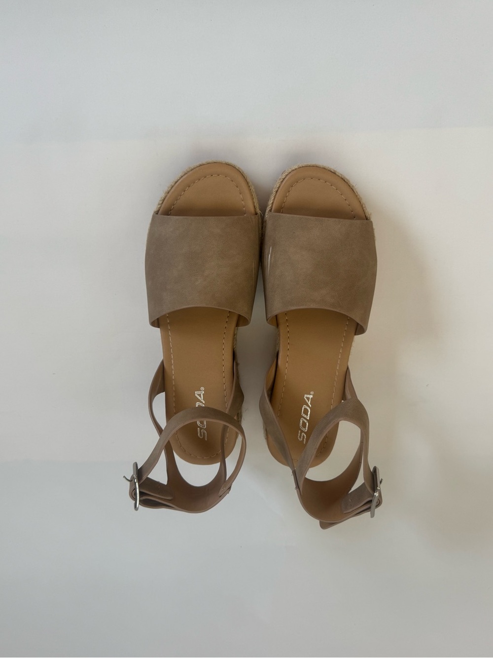 Soda Taupe Espadrille Platform Sandals